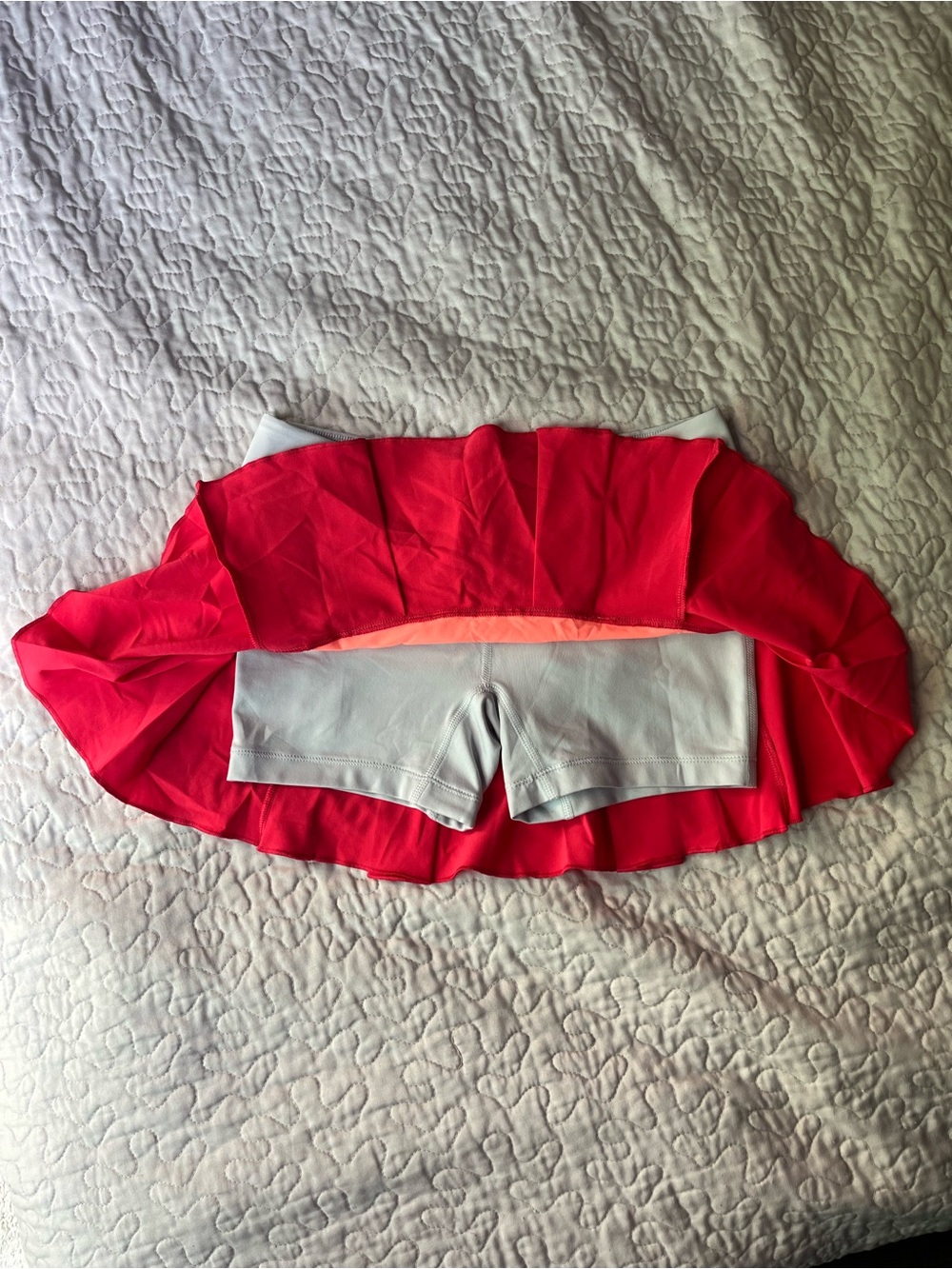Nike Dri-Fit Women's Red Tennis Skort with Light Gray Waistband and Coral Trim - Picture 3 of 5
